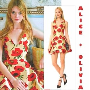 Alice + Olivia Red Floral Mini Dress